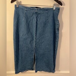 Jcrew denim skirt with front slit size 30.
